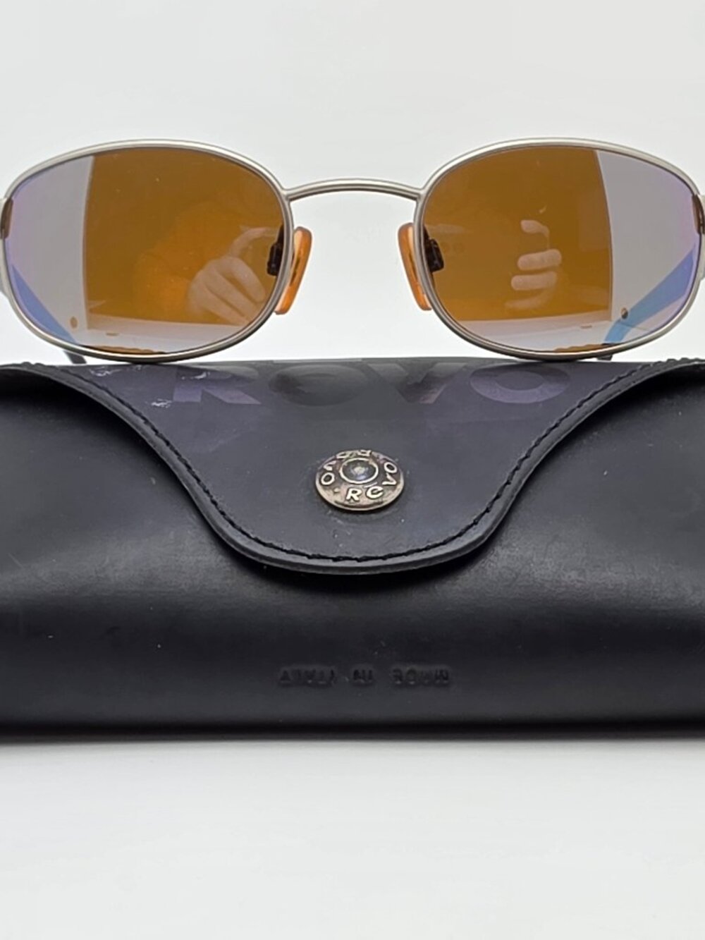 Revo 1112 011/12 Silver Frame Blue Stealth Mirror Glass Lens Sunglasses w/ Case
